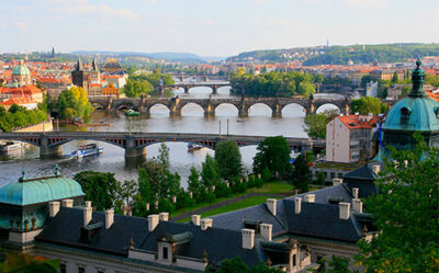 Prague Cityscape Panorama Over Vltava River 500X311 1 400X249